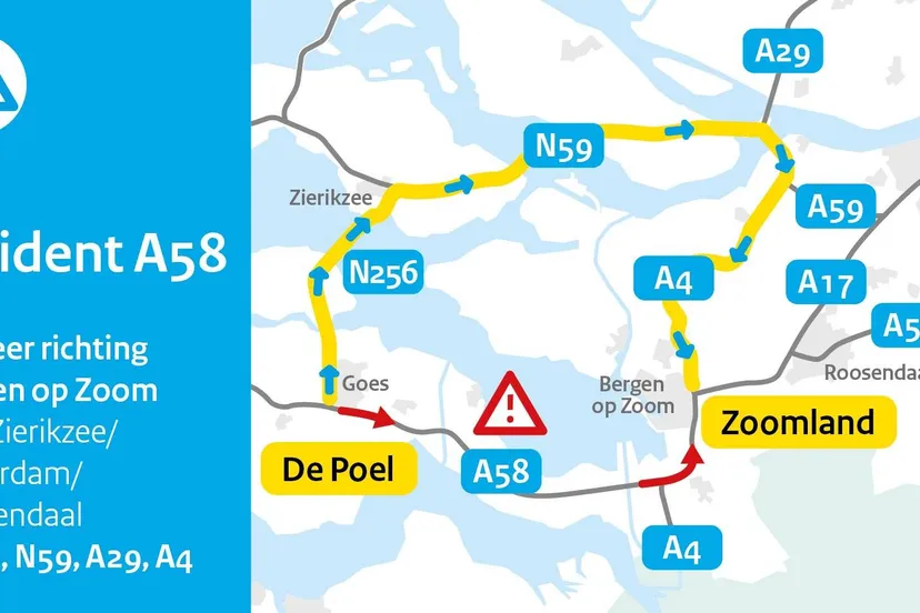 omleiding na ongeval a58