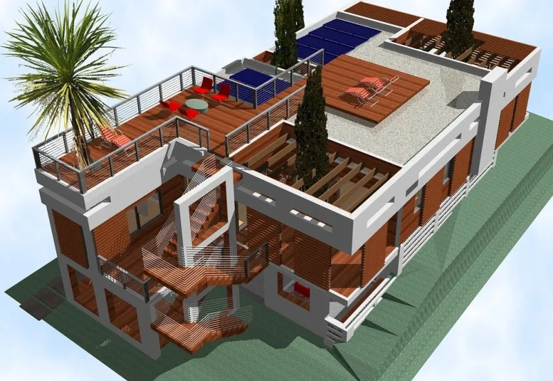 birds eye view of roofscape