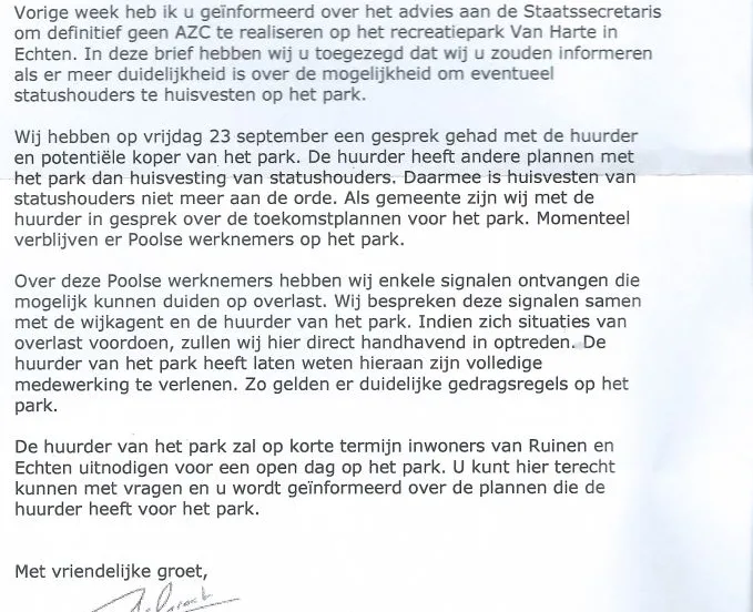 brief statushouders in echten