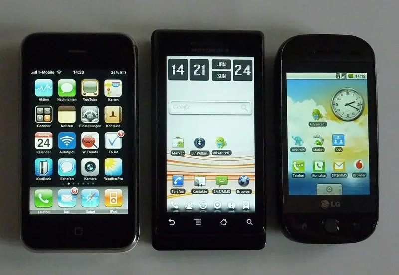 group of smartphones