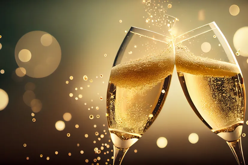 champagne-viering-drinkt-wijn-goudkleurige-achtergrond-gegenereerd-door-ai