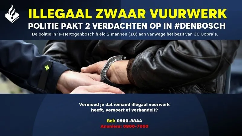 visual aanhouding 2 ve illegaal zwaar vuurwerk