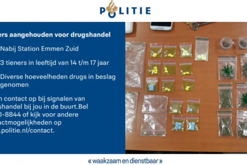 emmen-tieners-drugs-politie