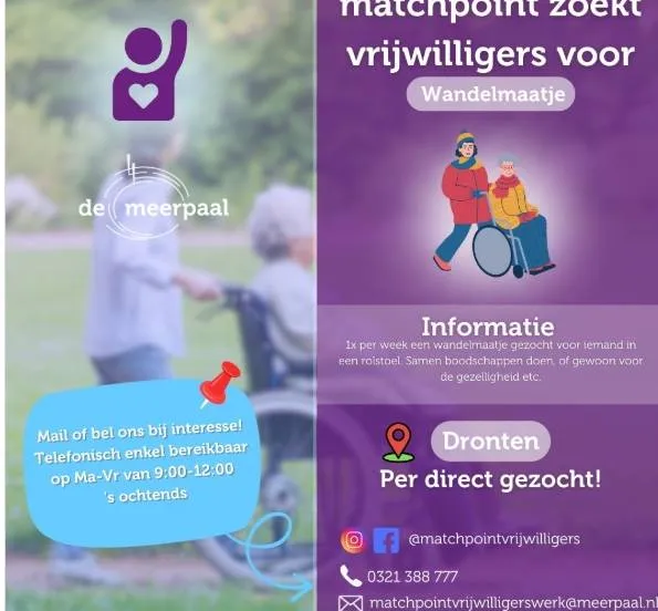 wandelmaatje gezocht matchpoint vrijwilligerswerk dronten