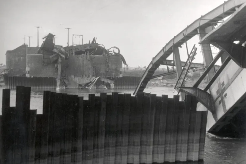 brug kapot geschoten tijdens slag om arnhem september 1944
