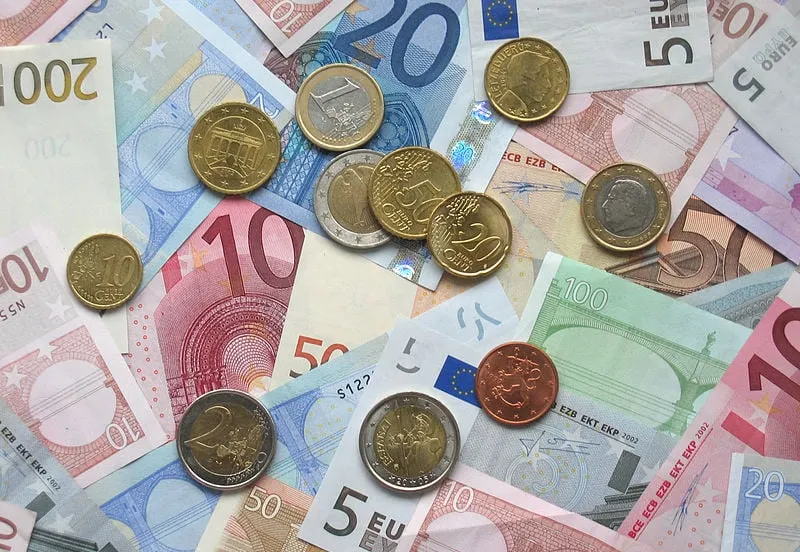 euro coins and banknotes public domain