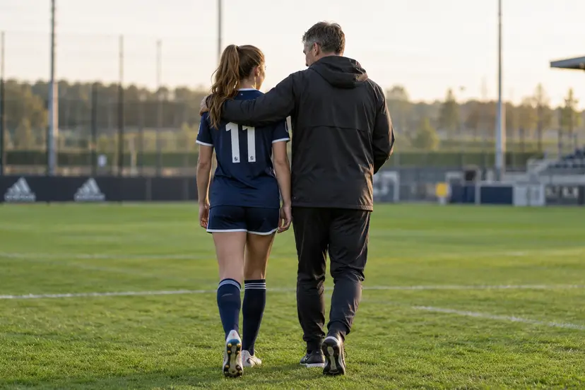 Støttende vandring over fotballbanen