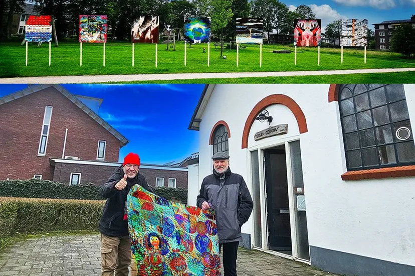 foto salman ezzammoury kunstenaar en bert alkemade van vereniging zeeheldenbuurt