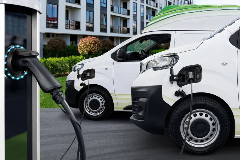 Elektrische bestelbusjes beeld