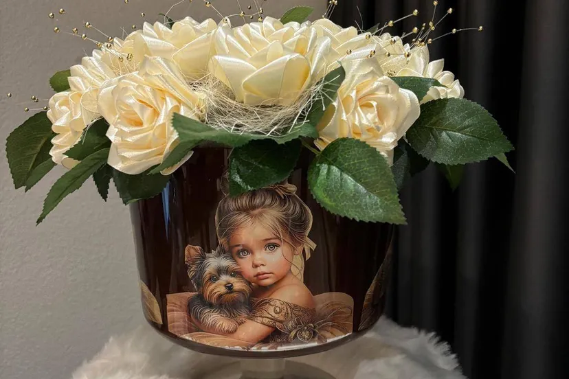 decoupage vazen jolanda bloemen met decoupage vaas