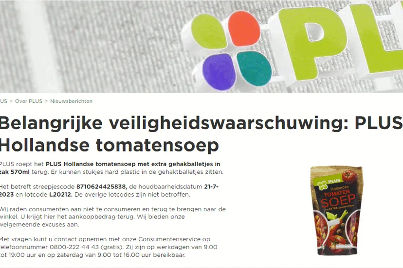 recall plus hollandse tomatensoep extra balletjes