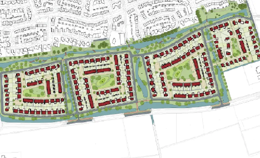 tekening ontwerp tussen de leijen rijen