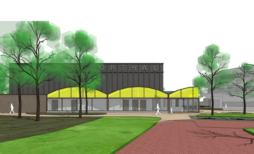 vooraanzicht sporthal rijen