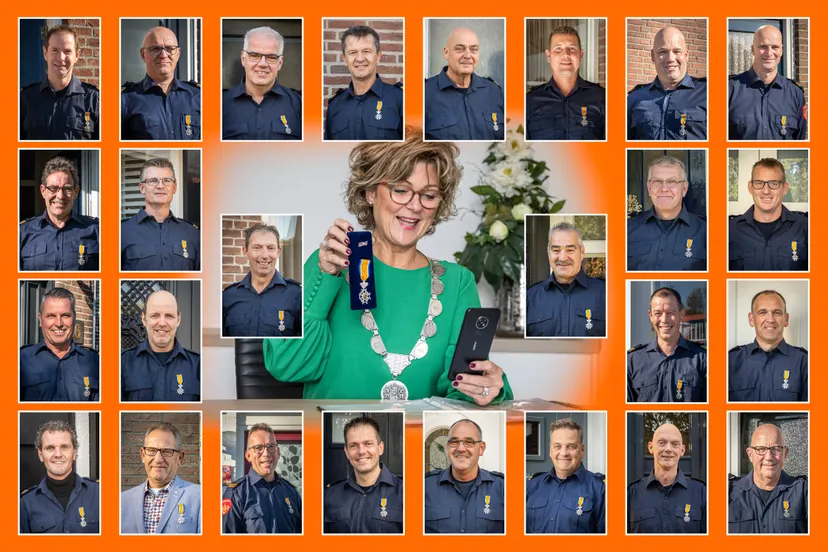 collage uitreiking 26 brandweermannen