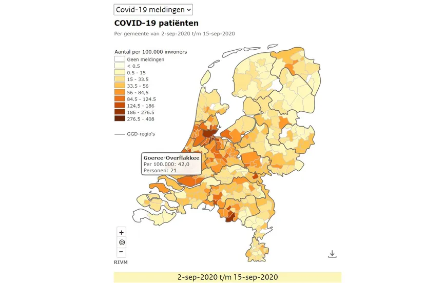 rivm corona kaart 15 september