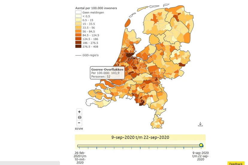 rivm corona kaart 22 september
