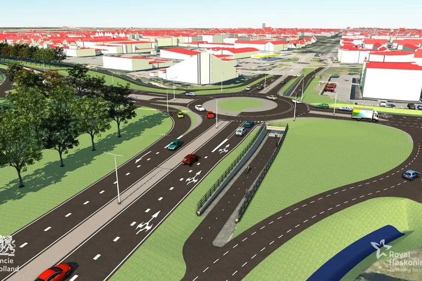 visualisatie nieuwe turborotonde en fietstunnel n215 middelharnis