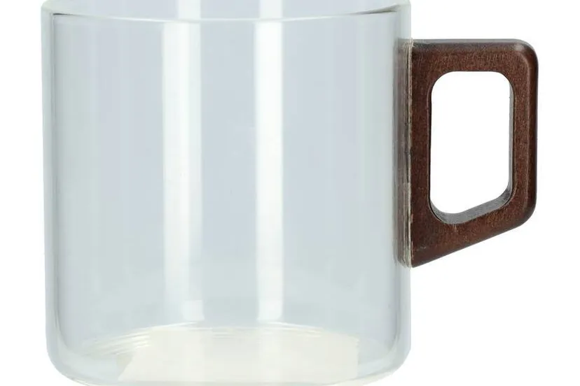 drinkglas met houten handvat wibra