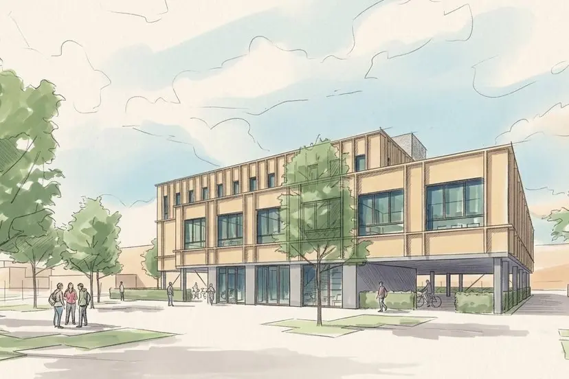 3D-impressie nieuwbouw - zicht vanaf Beroepscampus