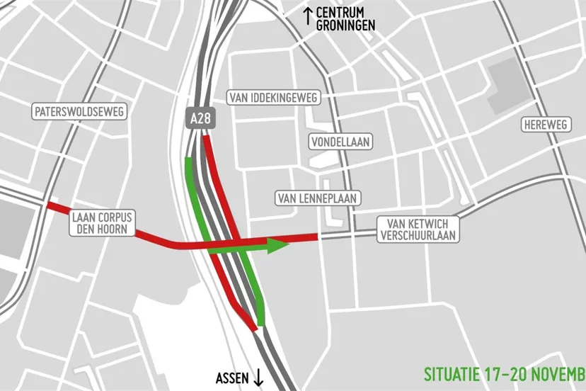 20231117 afsluiting van ketwich verschuurlaan via groningen bereikbaar aanpak ring zuid