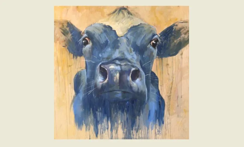 koe acryl op paneel 150x150 bout advocaten schilder theo onnes