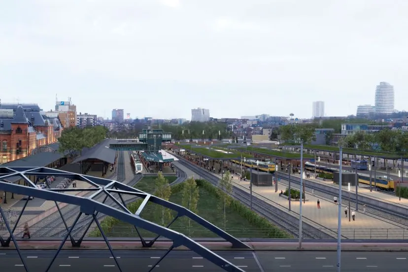 1 uitzicht over het stationsgebied van boven het emmaviaduct kijkend in de richting van het herewegviaduct koen van velsen architecten beauty the bit