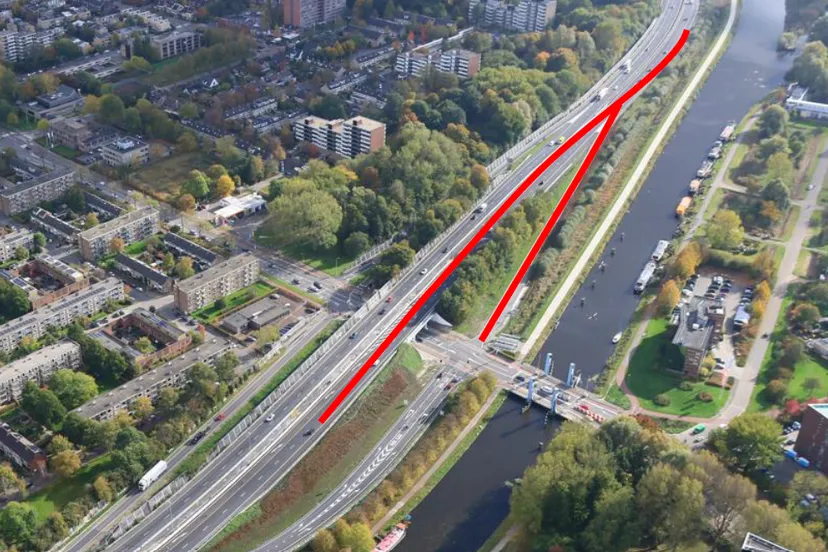 20230119 luchtfoto a28 oprit groningen zuid richting haren via aanpak ring zuid