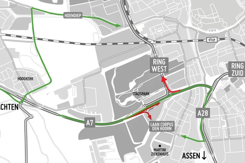 20240111 afrit 36 dicht 12 15 jan gb foto groningen bereikbaar via aanpak ring zuid