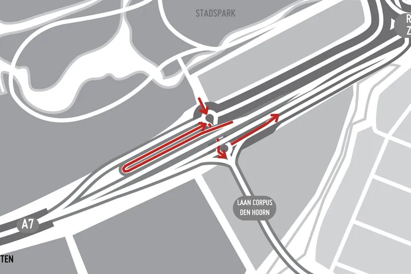 20240502 rotonde corpus den hoorn stadspark westzijde dicht