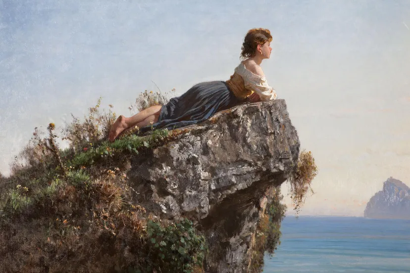 a19202 3 filippo palizzi meisje op een rots in sorrento detail 1871 collezione 1