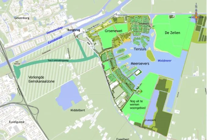 afbeelding 1 woongebieden meerstad trac ontsluitingsweg en deelgebied 4