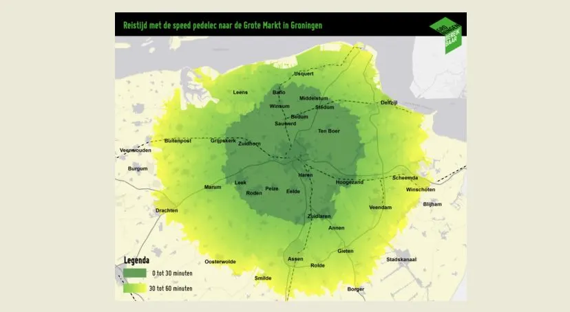 kaart met speed pedelec naar groningen