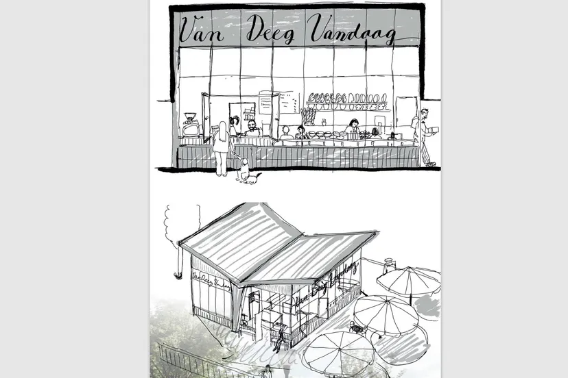 van deeg vandaag illustratie boekhandel riemer en koffiebar koffiestation