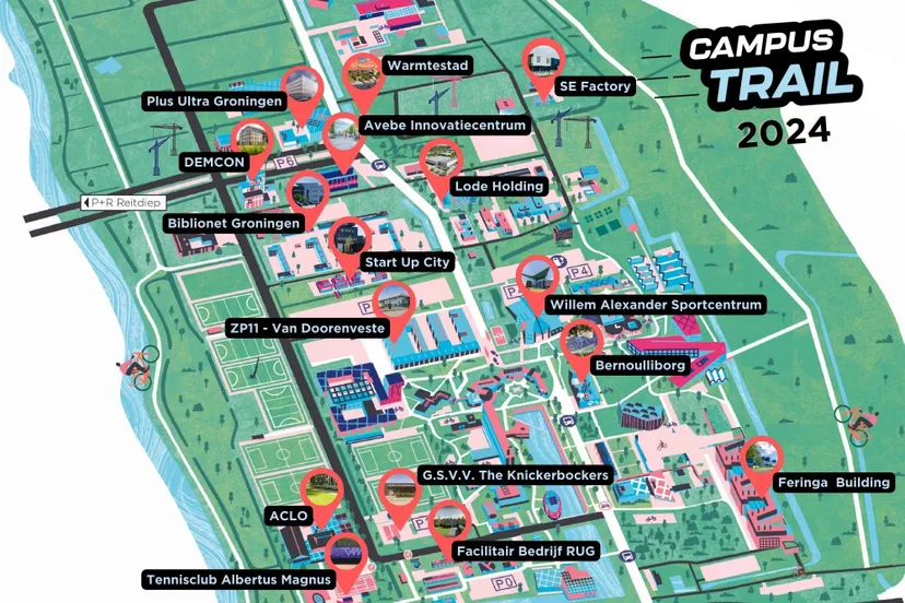 1 routekaart campus trail 2024 campus groningen