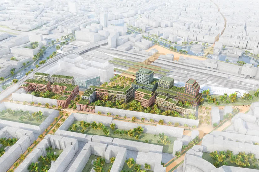 impressie spoorkwartier vanuit de lucht