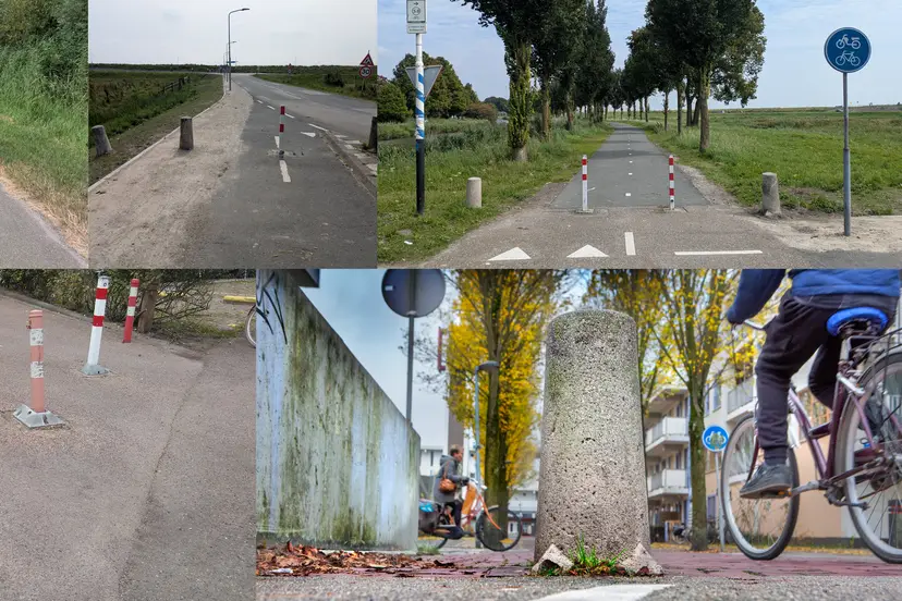 Paaltjes op het fietspad
