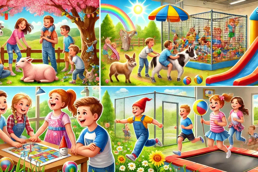 dalle 2025 02 24 090014 a colorful and lively scene featuring children engaging in various fun spring break activities the image includes a group of young children ages 0 jpg