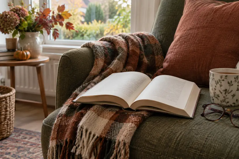 Herfstzondag met boek en thee