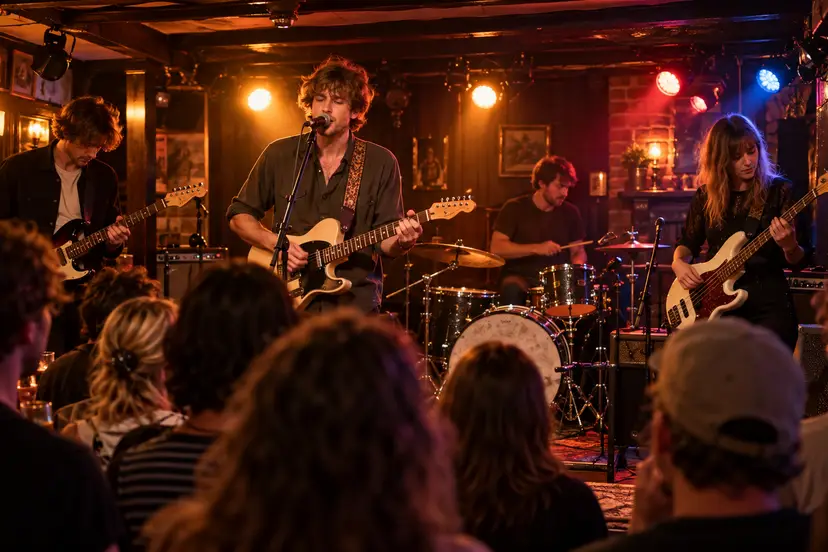 Band treedt op tijdens een liveconcert in een kroeg