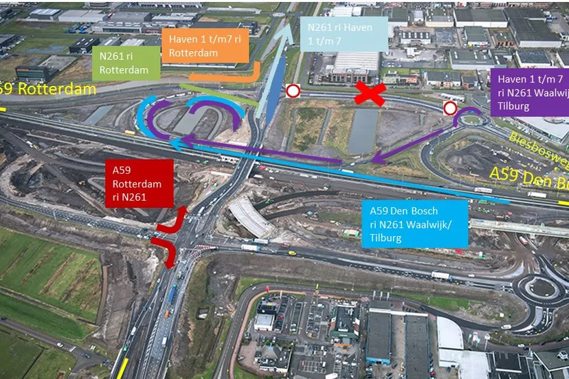rijrichtingen ombouw kruising n261 biesbosweg 2015a
