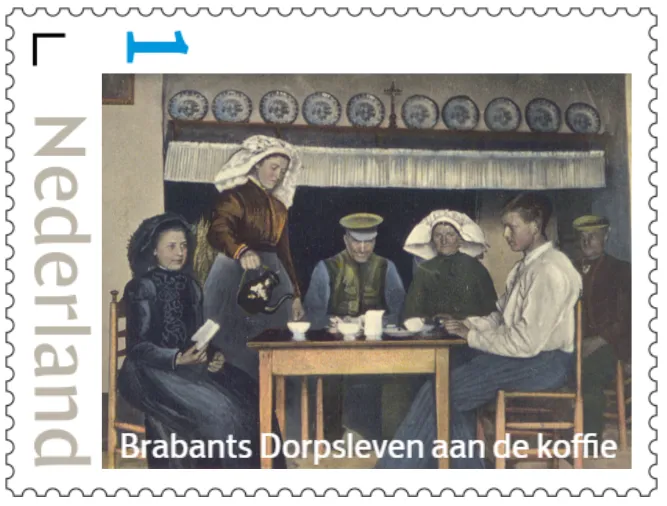 zegel brabants dorpsleven aan de koffie