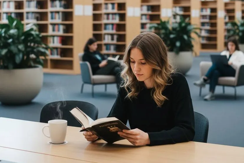Firefly_jonge witte vrouw leest in stilte een boek