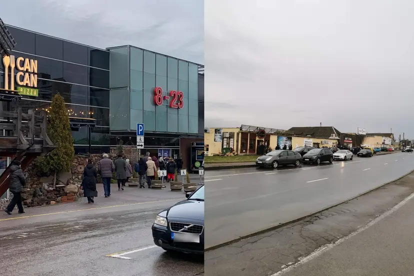 eiles prie parduotuviu