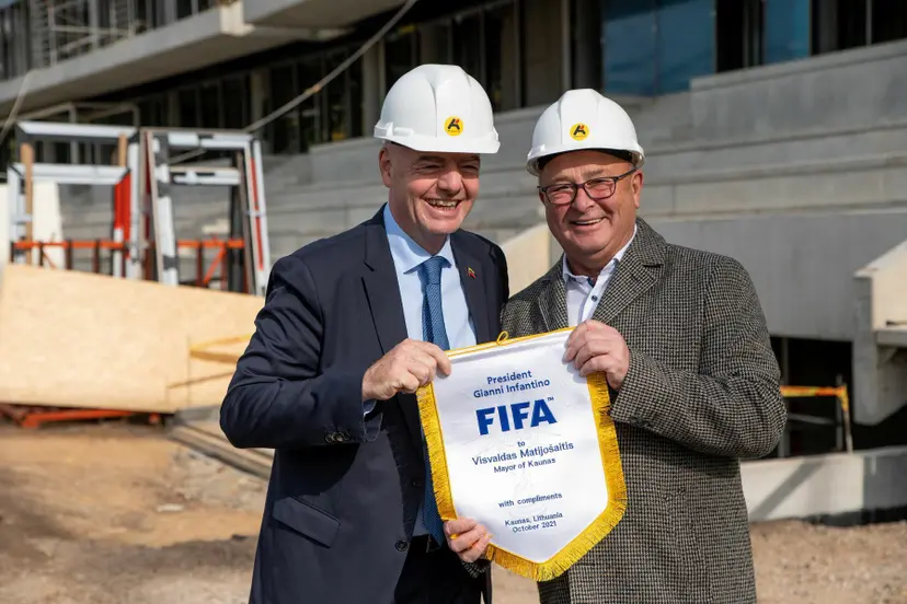 fifa prezidentas gianni infantino ir kauno meras visvaldas matijosaitis