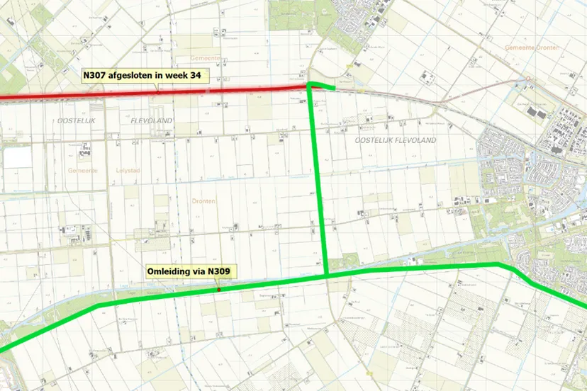 kaartje herstelwerkzaamheden dronten lelystad