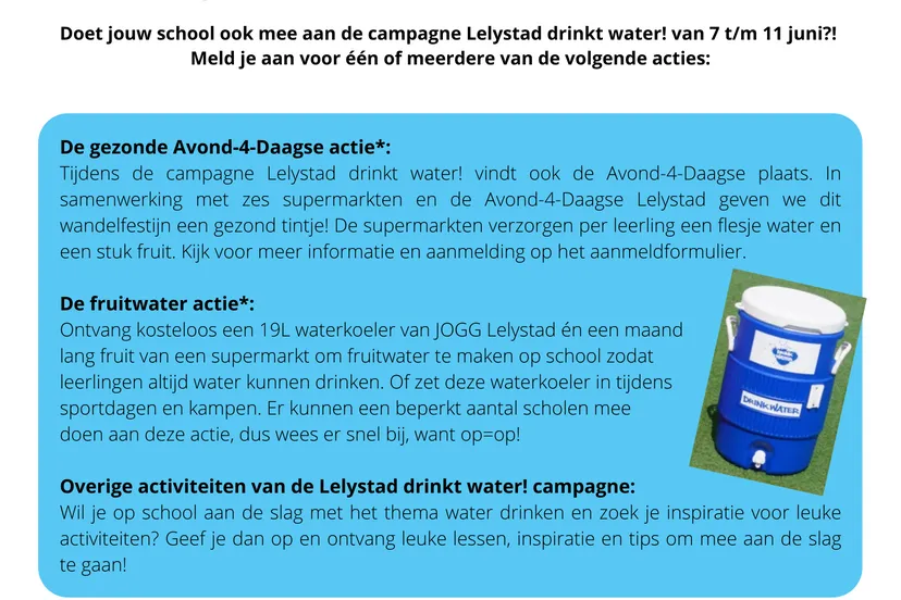 lelystadse scholen drinken water