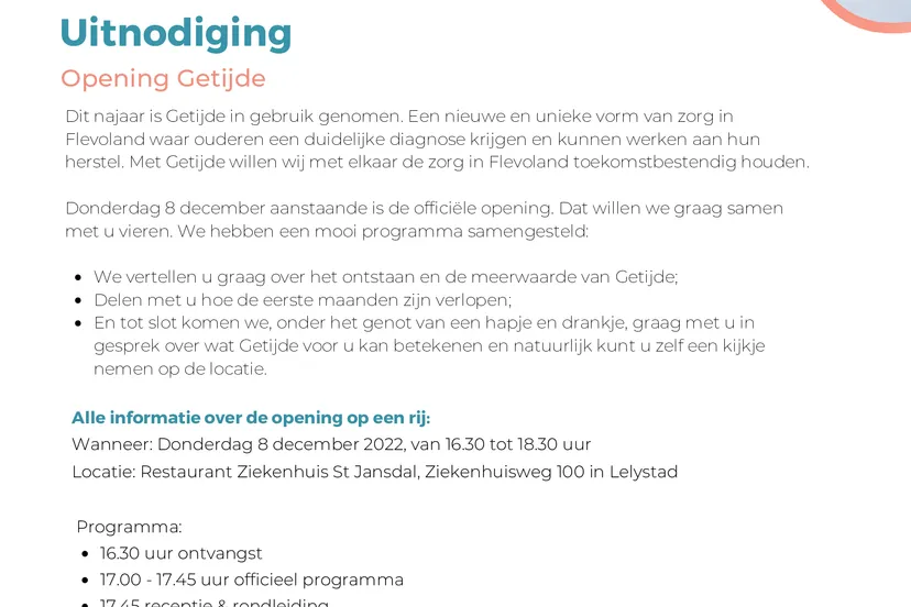 uitnodiging opening getijde