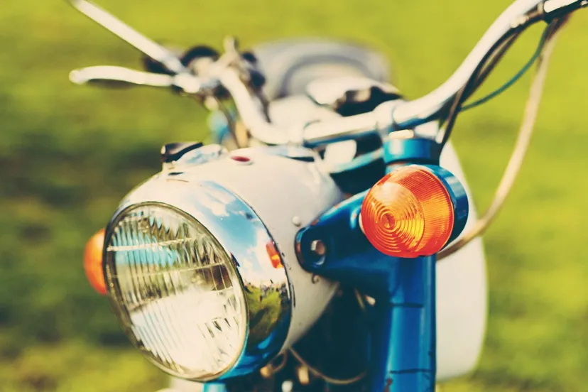 blue vintage motorcycle