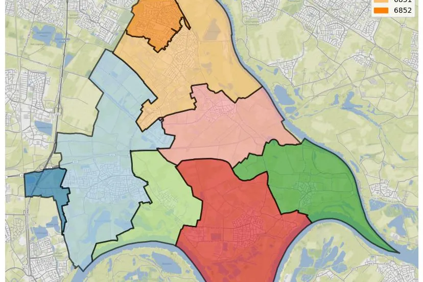 kaart postcodes lingewaard