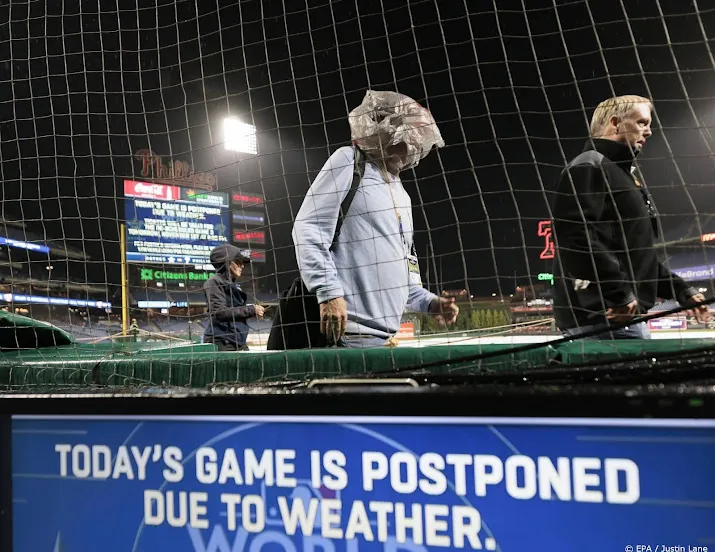 derde honkbalduel in world series uitgesteld wegens slecht weer